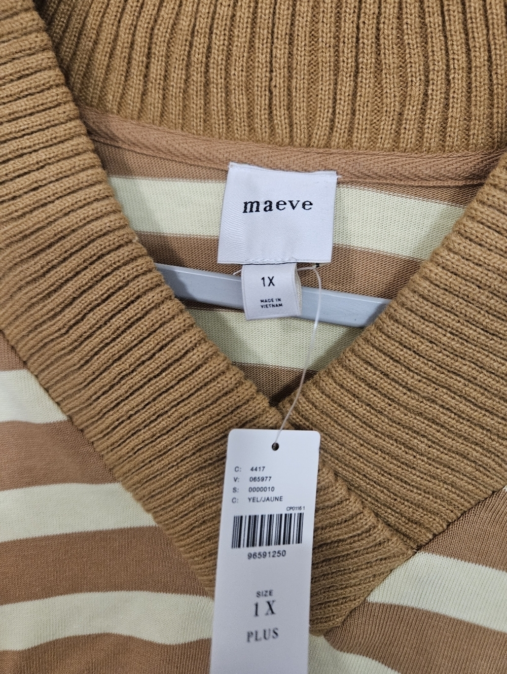 NWT Maeve Plus Size, Cotton Boxy Oversized V-Neck Top - Picture 5 of 9